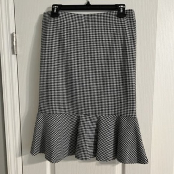 Attyre Women's Houndstooth Skirt 6 Black White - Picture 1 of 12